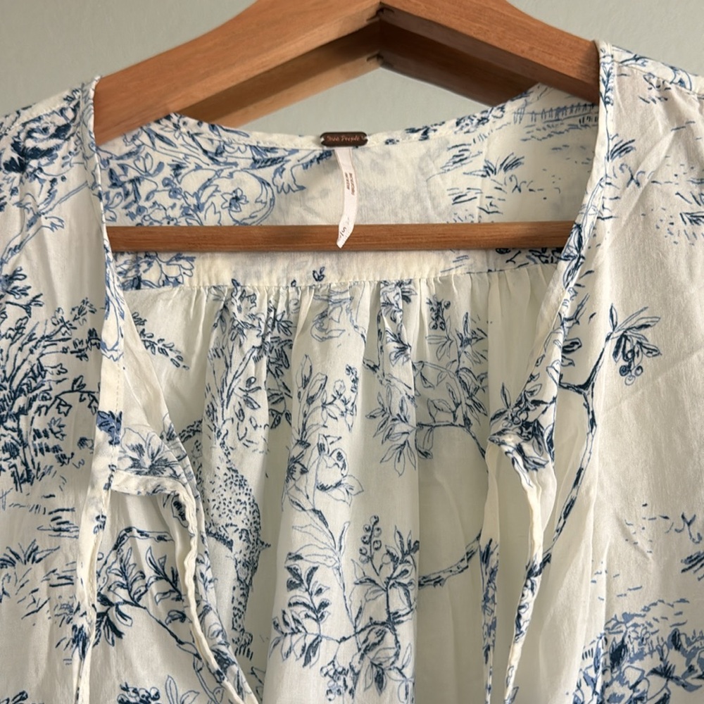 Free People white blue floral XS midi dress new without tags - Picture 5 of 6